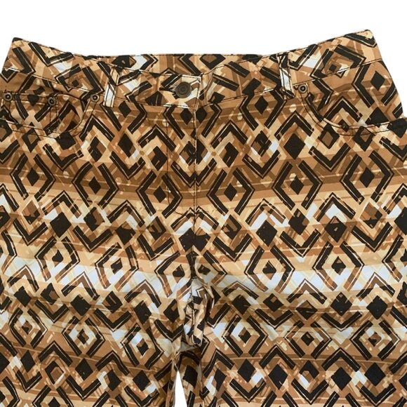 RUBY RD. CROPPED GEOMETRIC STRETCH PANTS 8P-EUC - Picture 2 of 8